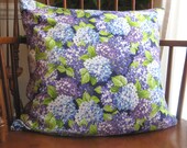 Pillow Cover Slipcover Hydrangea Floral 18 inch Retro Look Floral
