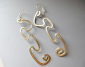 Hammered Burnished Gold Brasstone Aluminum Wire, Enigma Puzzle Smoke Wire Earrings