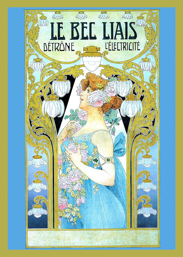 Art Nouveau Lady and Chinese Lanterns Refrigerator Magnet - FREE US SHIPPING