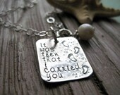 Hand Stamped FOOTPRINTS Necklace With Pearl