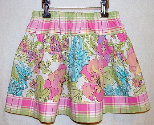 Spring Blossoms Pastel Plaid Garden Skirt Size 3T