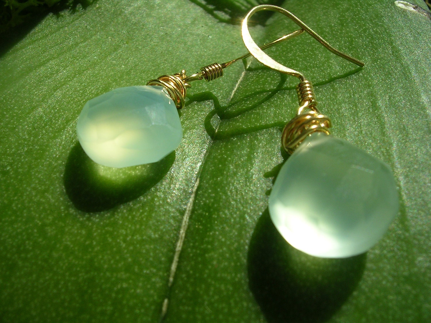 Handmade Lovely Lime Chalcedony Earrings