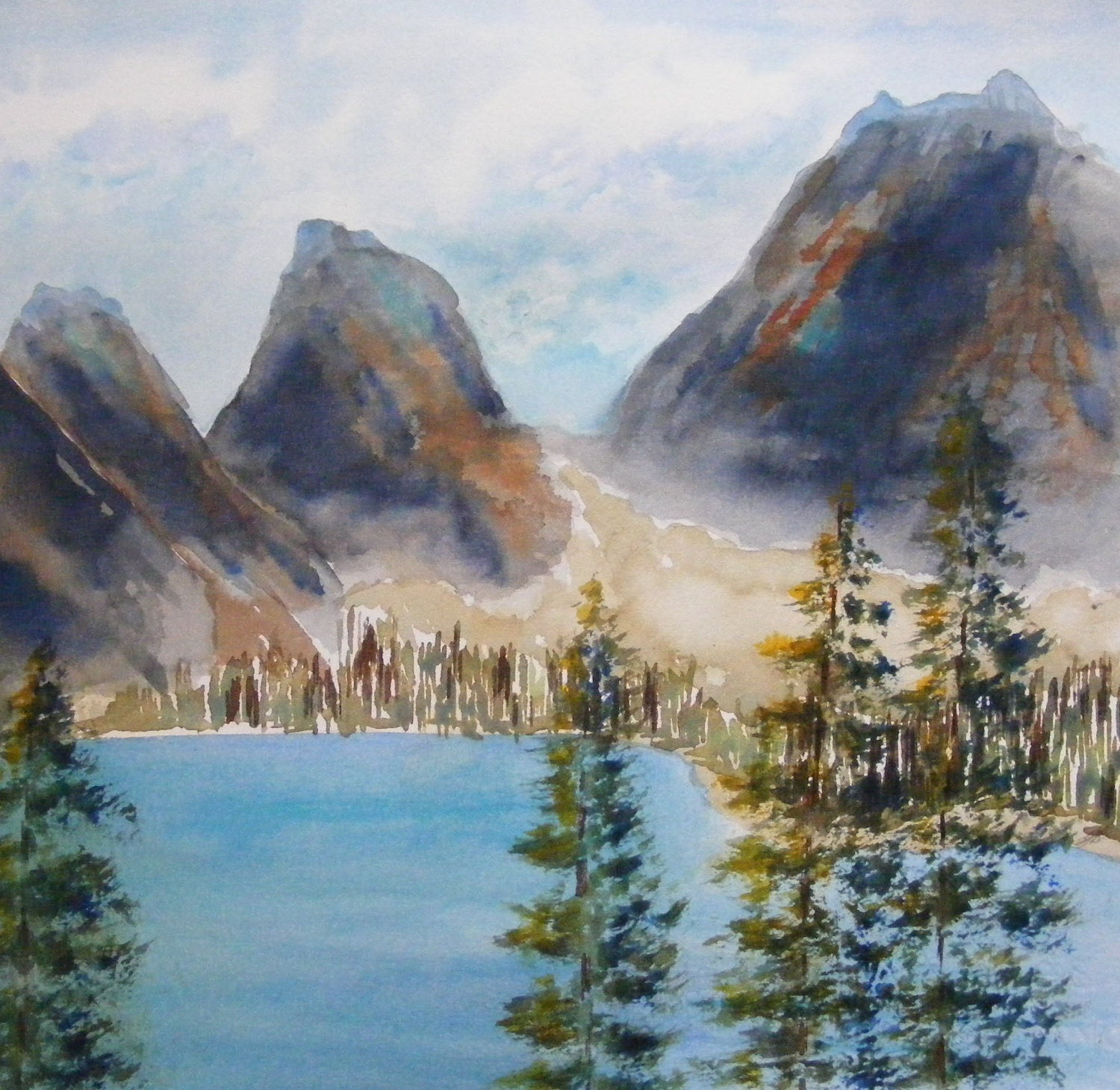 Mountain Lake-Original Watercolor Painting