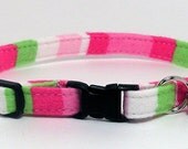 Cat Collar - Pink and Lime Stripes