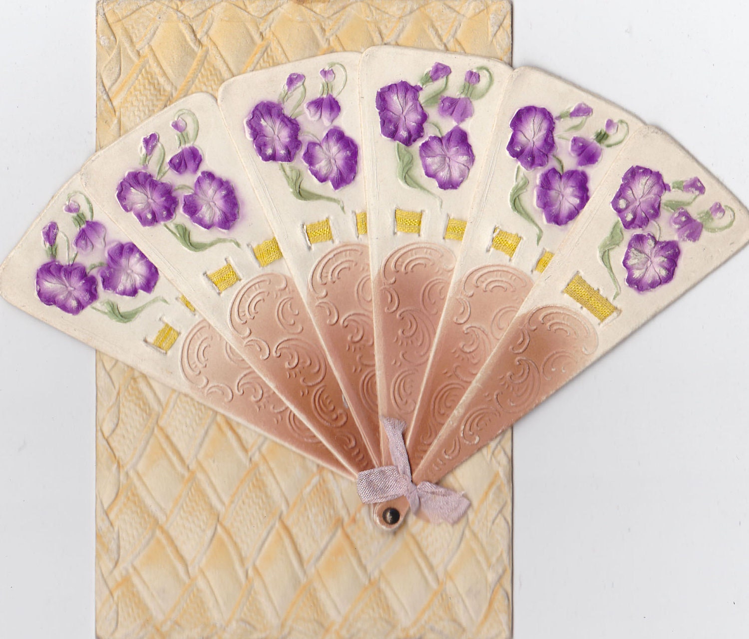 Antique Postcard Moveable Fan Themed Unused Embossed Early 1900s (fpc284)