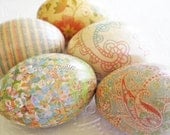 Easter Eggs Old World Creme Pastel Easter Eggs Peach Easter Eggs paisley decoupage sherbet aqua cream floral