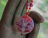 CRIMSON AND CLOVER Necklace (Fire Crackle Agate, Carnelian, Riverstone, Magnesite)