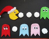 10 pc. Pac Man Felt Ornament Set w/ FREE Card 20% Off