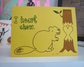 Beaver Love Card - Gocco - I Heart Chew from PaperMichelle