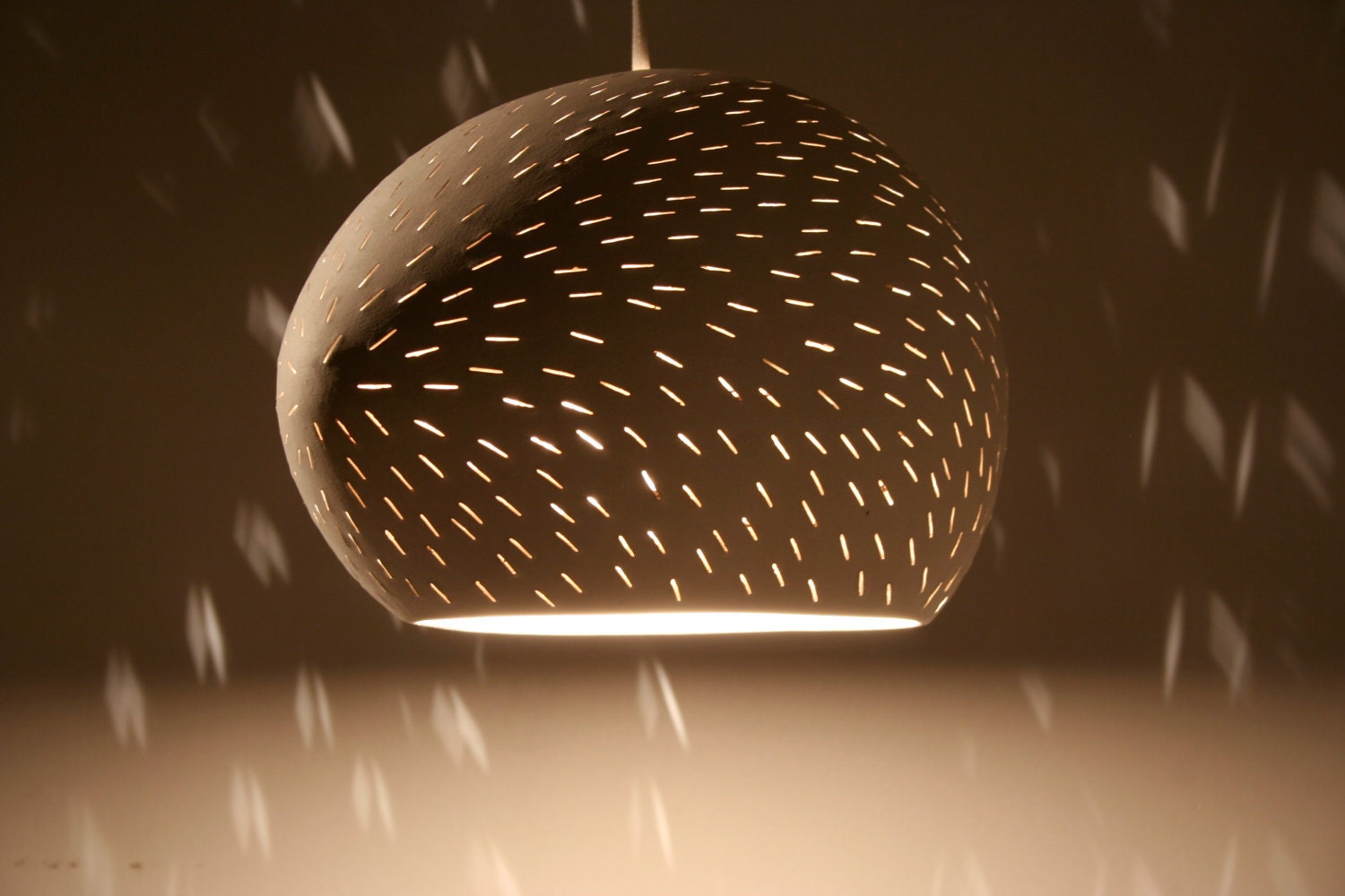 Pendant Lamp: 7.5" Claylight , A-Symmetrical Line Pattern