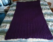 Deep Violet Hand Crocheted Shells Afghan