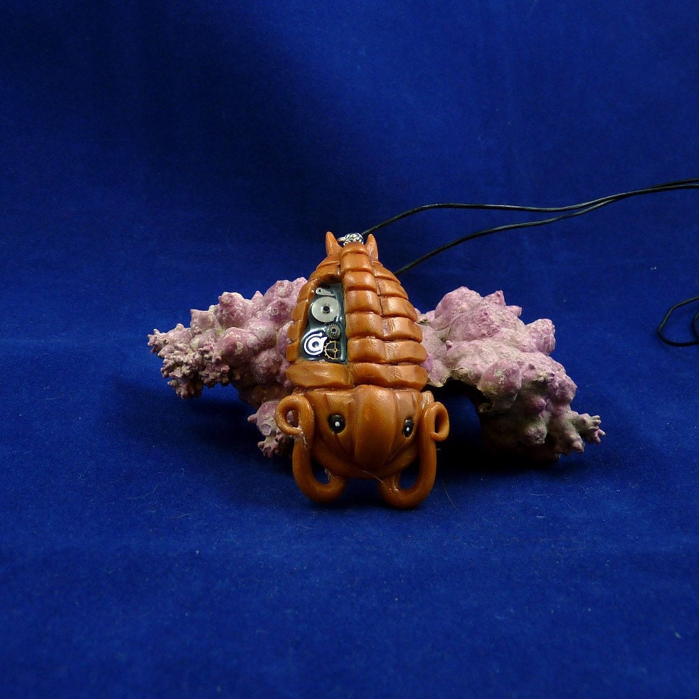 Brass Steampunk Trilobite Necklace- Handmade Fossil Inspired Jewelry