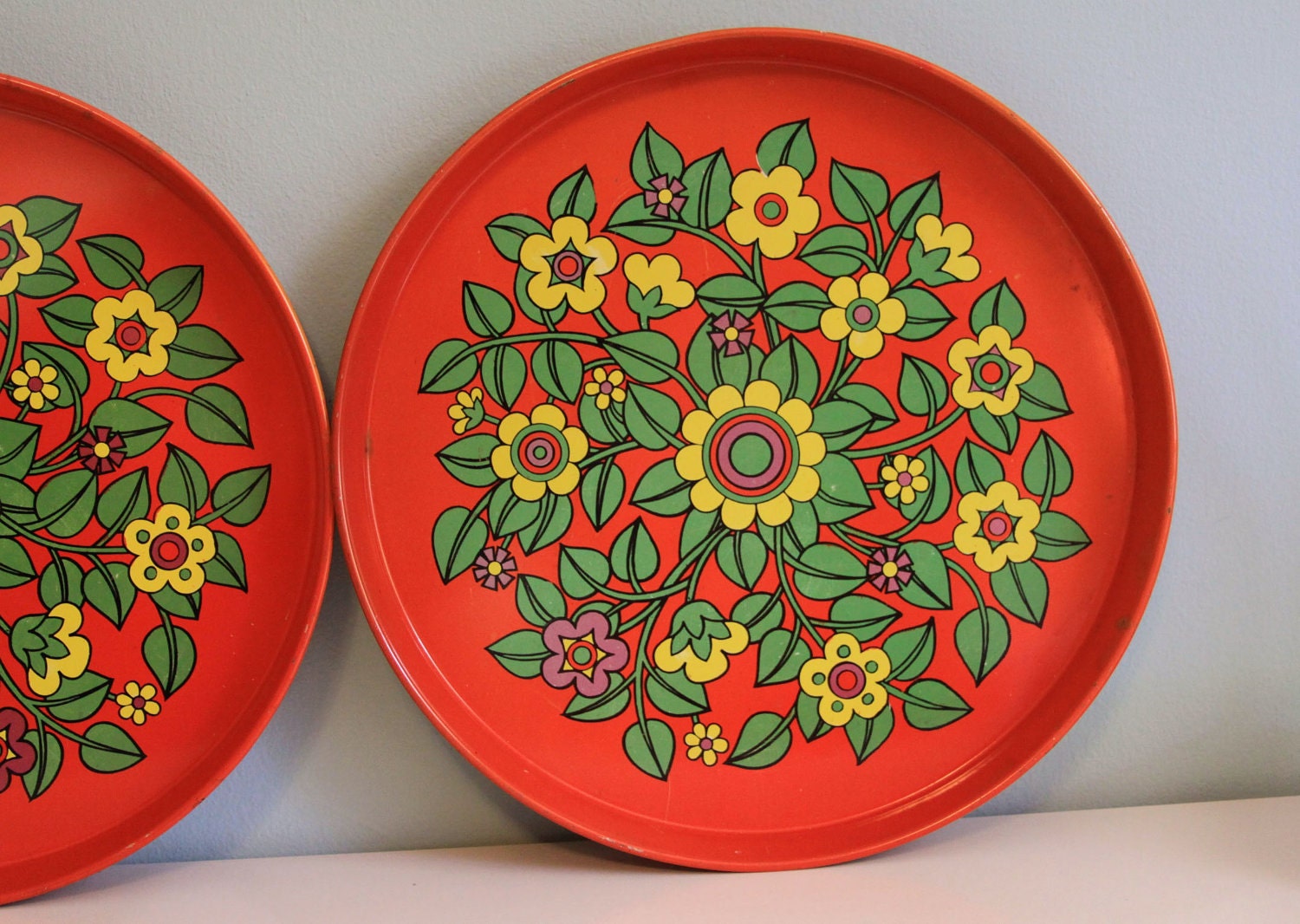 Pair of Vintage Metal Trays - 60s or 70s