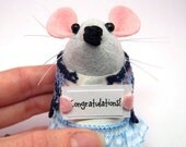 Congratulations - Custom mouse ornament with message sign cute gift for animal lover  - Paige the messenger Mouse - MADE TO ORDER