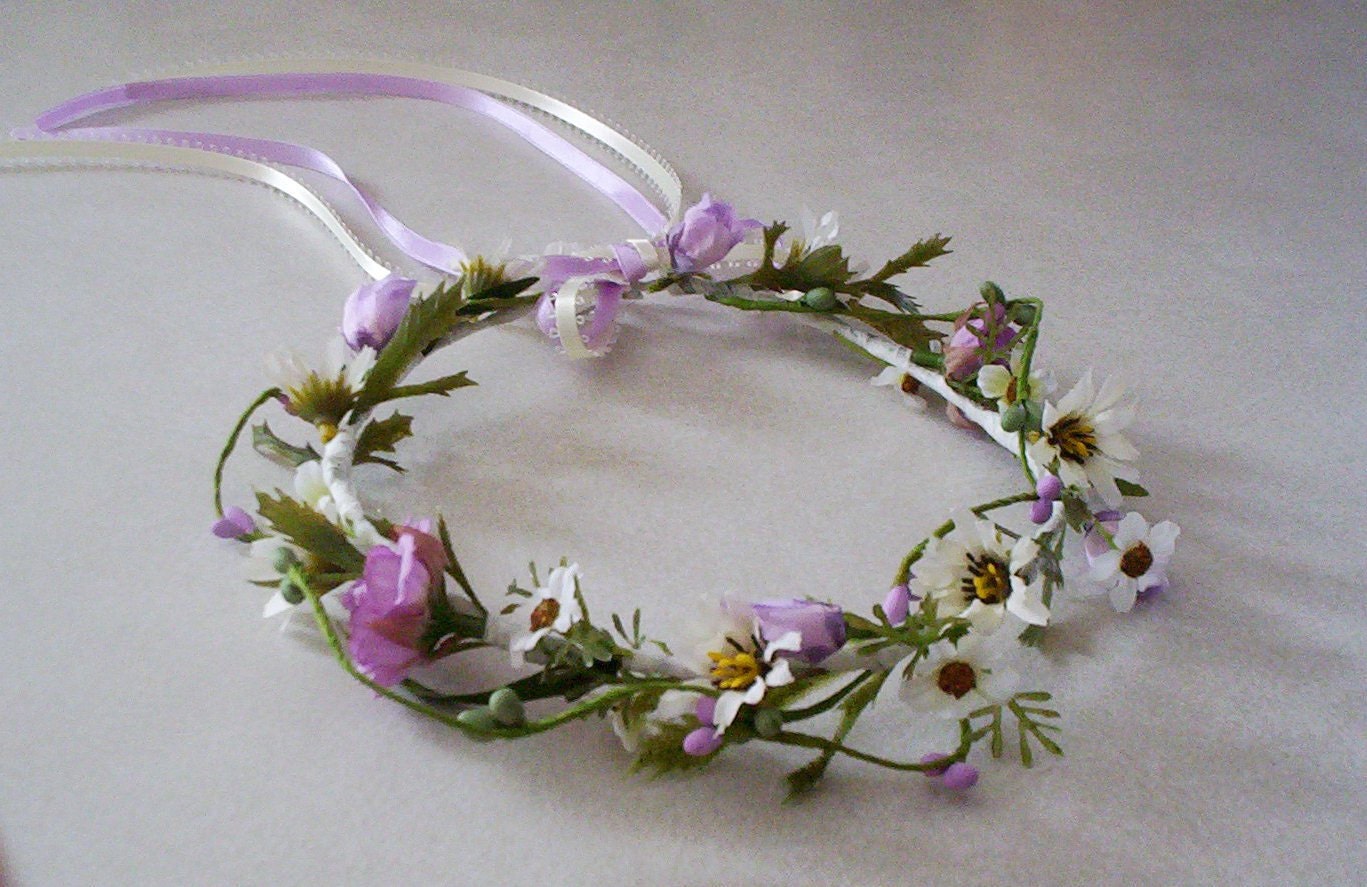 Flower Crown Bridal Lavender Fields hair Wreath Boho