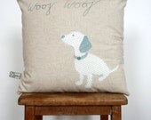 Appliqued dog cushion
