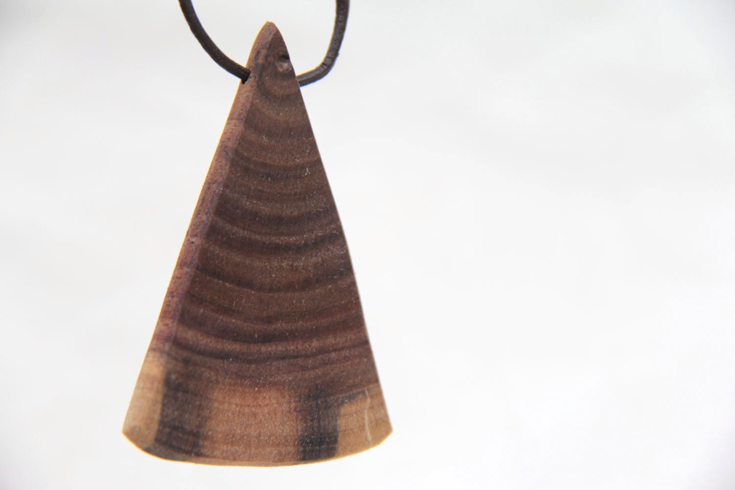 chocolate pie- natural necklace -  two tone walnut on a leather cord - eco friendly - made from firewood