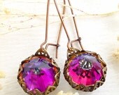 Swarovski Volcano Earrings - Pink Rocket Glass