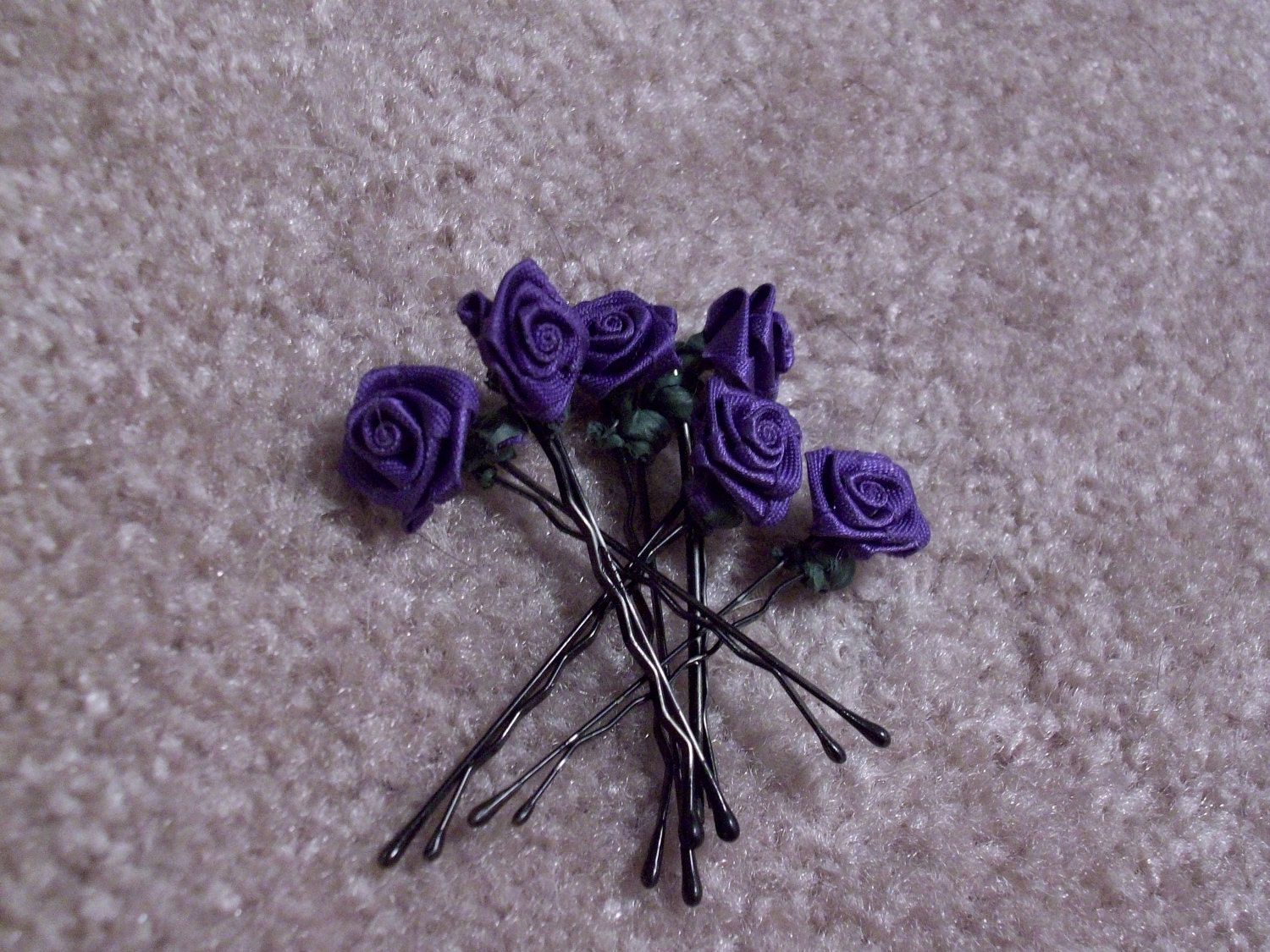 Purple Rose Bobby Pins - set of 6