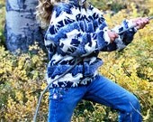 Kids Horse Print Fleece Jacket in Blue and White or Black and White