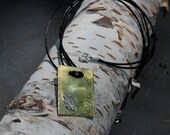 Handmade silver and brass pendant leather cord necklace: Story of A Leaf