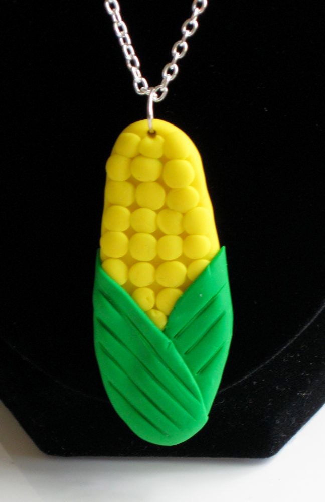 Polymer Clay Corn on the Cob Necklace