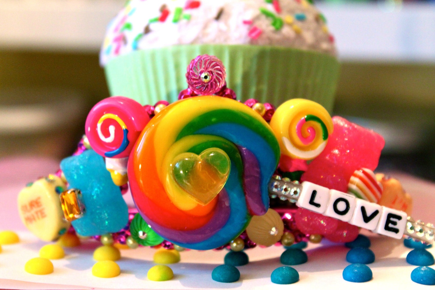 Custom Candy Tiara  - Candy resin and sparkley things ( Made to Order ) - Kawaii Kitsch - Candy Glam