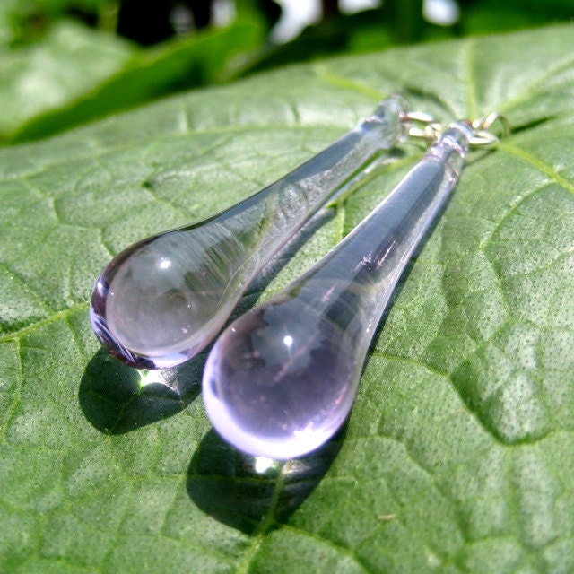 Raindrop Earrings, Hand Blown Glass