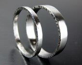 Set Recycled Palladium Wedding Rings Textured Edges 2mm and 4mm