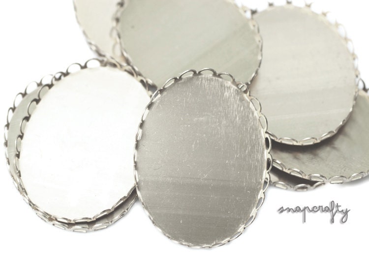 3pc -30x40mm- lace edged silver tone setting SET020-40x30mm-SL