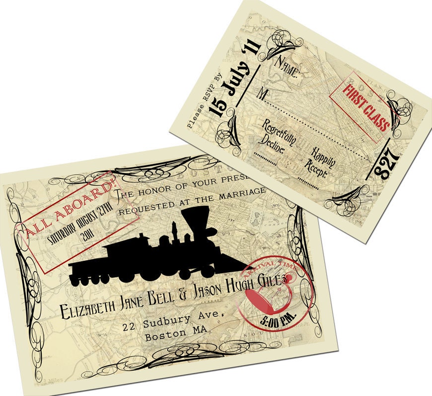 DIY Print- Vintage Style Train Invitation