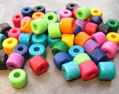Mykonos Greek Ceramic Beads BRIGHT ASSORTMENT Short Tube Beads 8x7mm (10)
