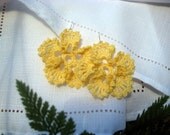 Handmade Crochet Yellow Ruffle Flower Earrings