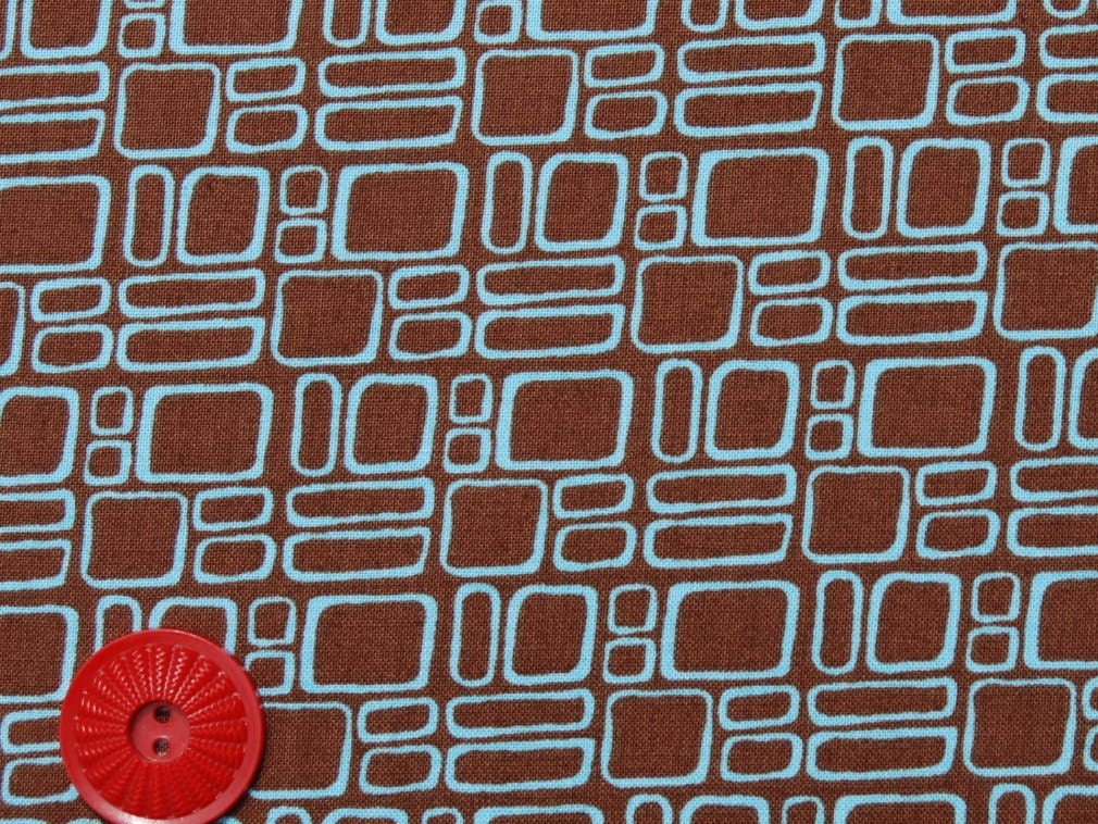 SALE Monaluna Mingle by Jennifer Moore for Robert Kaufman - Squares in Summer/brown/blue