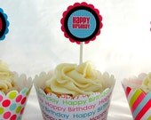 Happy Birthday Party Cupcake Kit Wrappers Girl