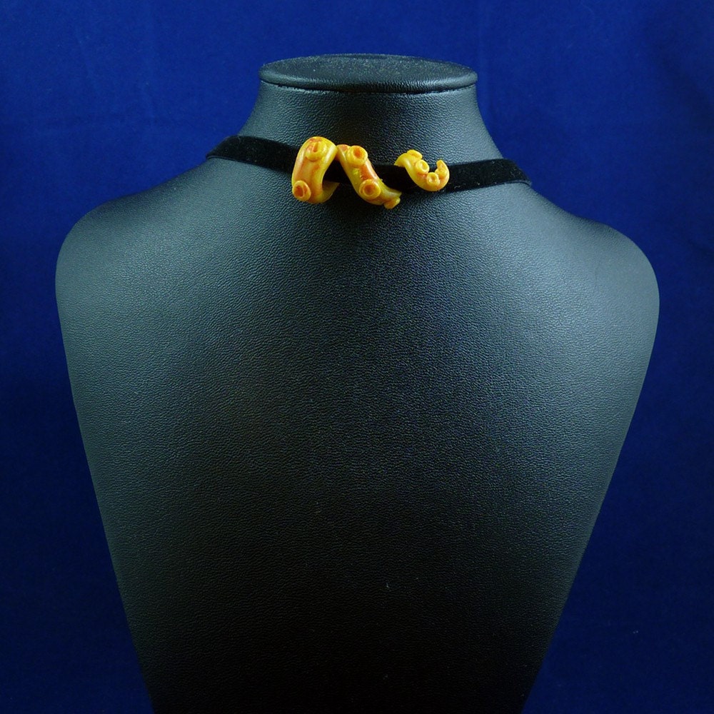 Solar Flare Tentacle Choker - Polymer Clay Cephalopod Jewelry
