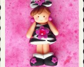 Safari Glamour Girl polymer clay bead/bow center/charm