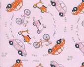 Now We're Goin' Places Fabric by Monica Lee  - Cars, Scooters and Bikes VW BUGS, 1/2 yard
