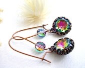 Vitrail Medium Earrings - Brass and Glass