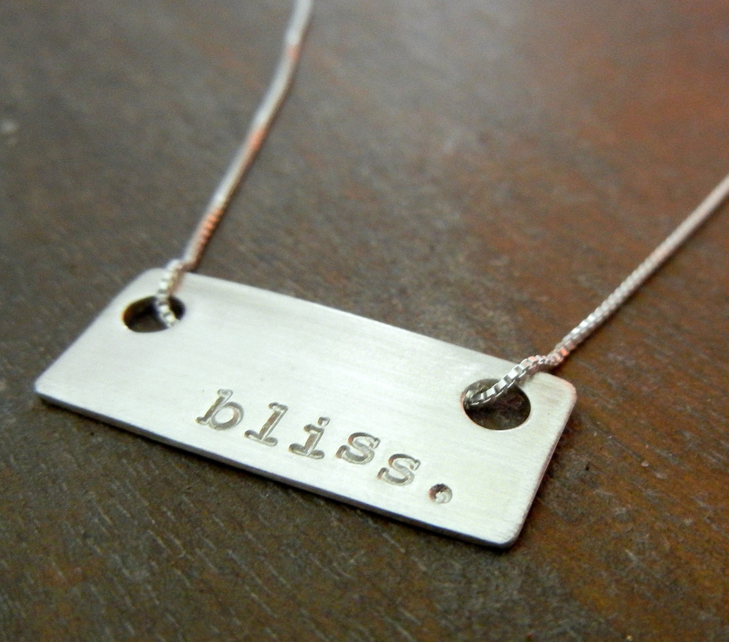 Personalized Name Necklace - LIBBY Hand Stamped Sterling Silver Bar Necklace by E. Ria Designs