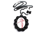 Vintage-style Pink Bunny Pinup Necklace
