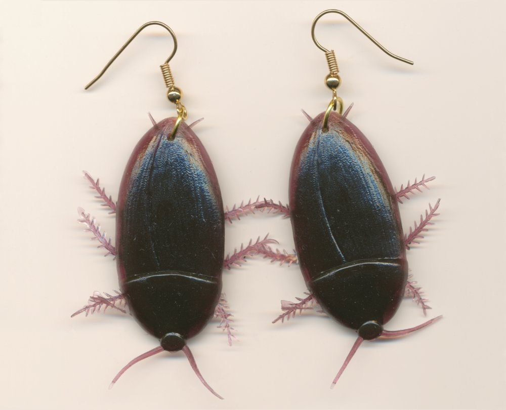 Plastic cockroach earrings.  Yes, really.