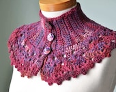 Darkred and purple crochet collar capelet - Berniolie