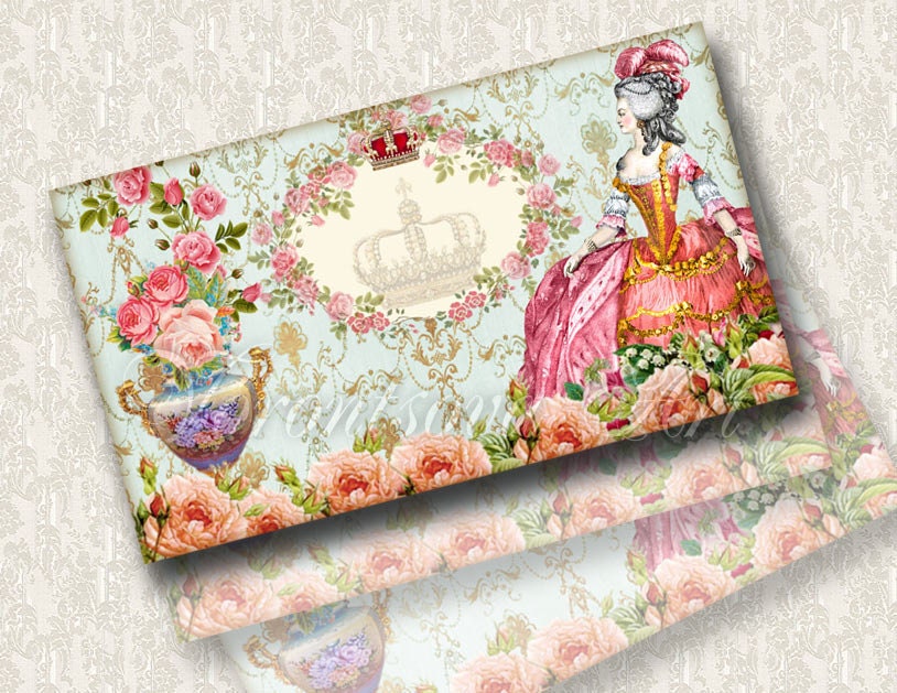 Marie Antoinette cards thank you business cards - price hang tags Printable download Digital Collage Sheet - etsy shop labels -203