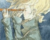 Erika's Spyglass, Open Edition Print, Matted in Faded Blue