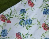 Floral Printed Tablecloth -  Vintage Red and Blue Phlox Flowers - RWB