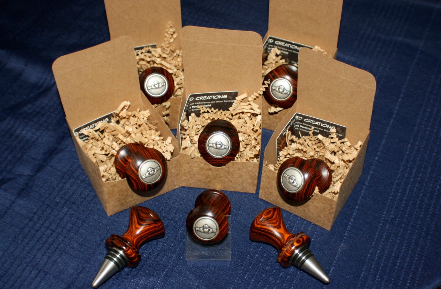 Set of 8 Celtic Wine stoppers.   Wedding party gift set.