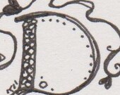 Hand-drawn capital letter D for papercrafting or framing, ink on paper