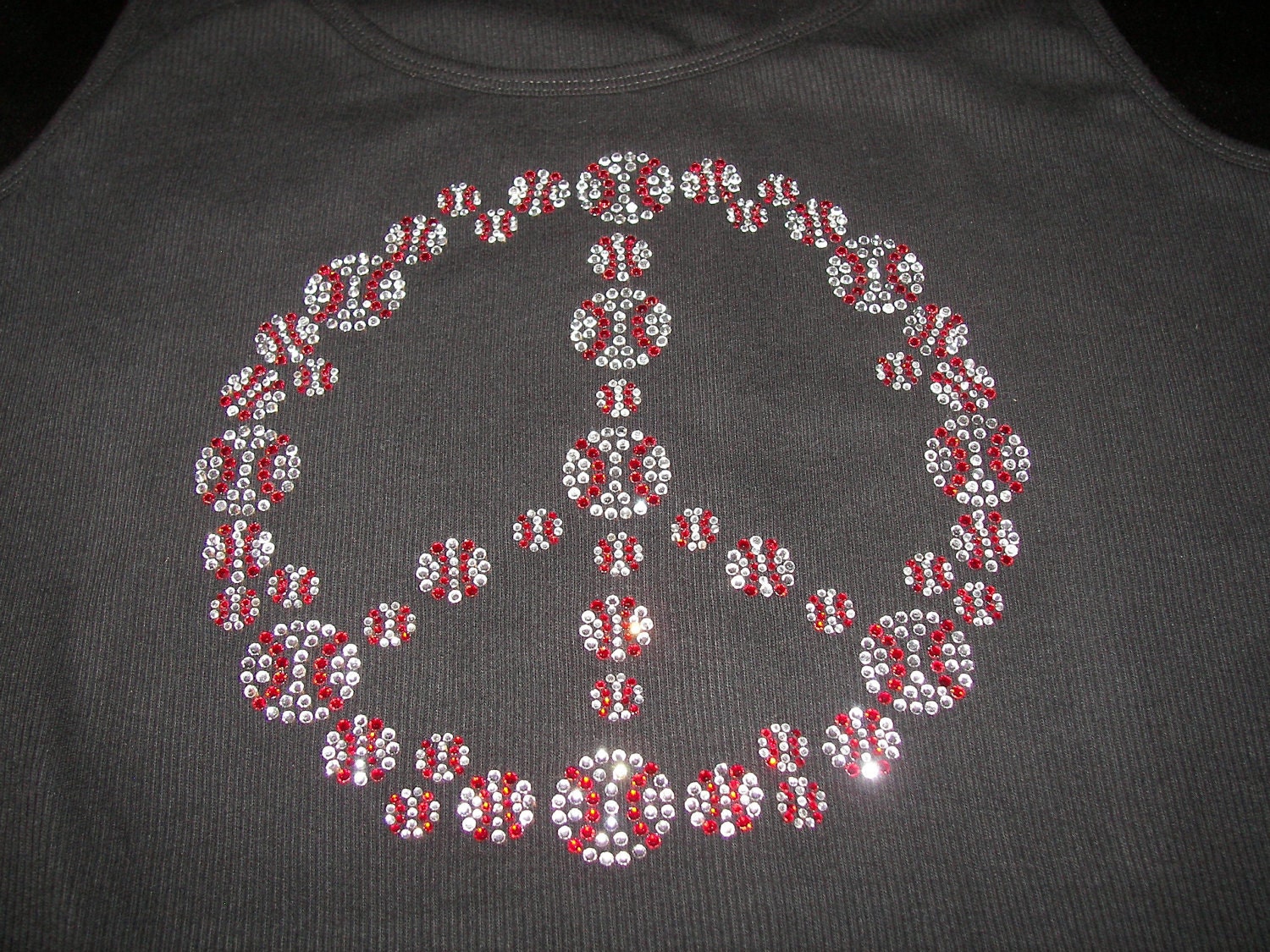 Baseball or Football Peace BLING Tee or Tank--Unique and Fun