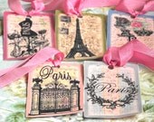 French  Gift  tags  French  Writing ,   Pastel  Colors  Pink  Lace  Ribbon